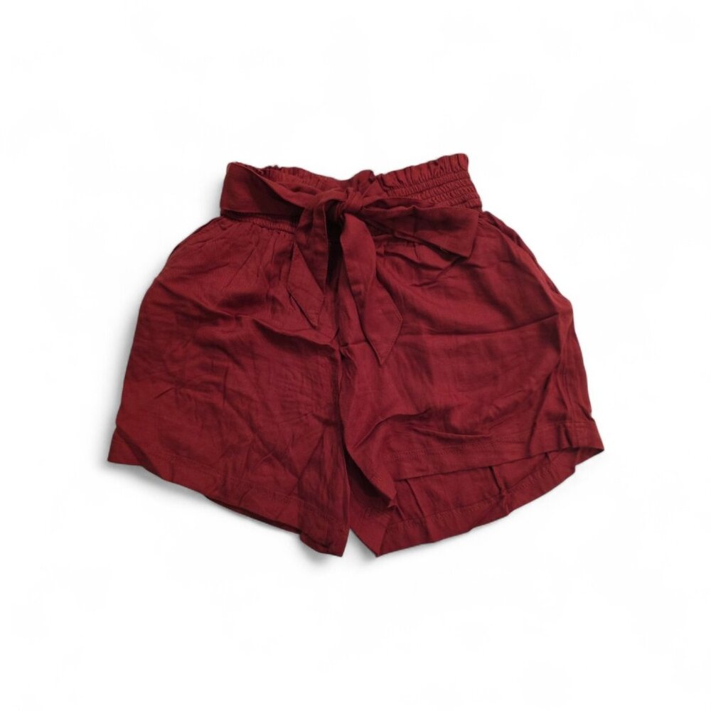 Hollister‎ Ultra High-Rise Paper Bag Shorts Belted Red Soft Flowy Viscose XS NEW